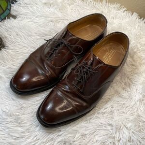 JOHNSTON & MURPHY Optima Sz 9.5 Brown Leather Oxford Made in USA